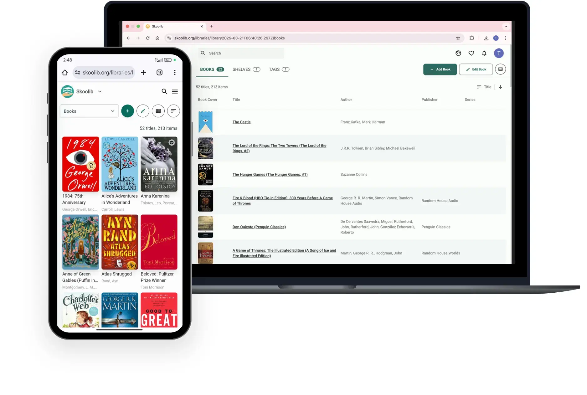 image of the Skoolib website version